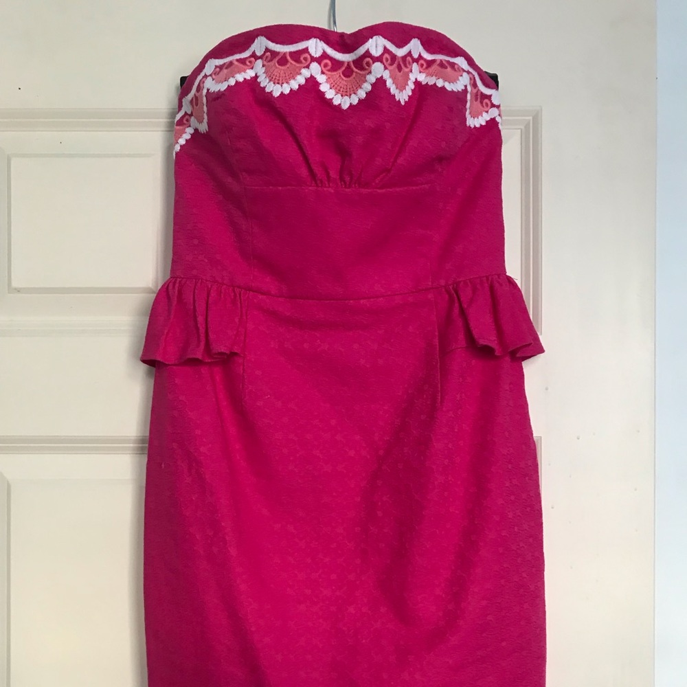 Lilly Embroidered Maybell Peplum Strapless Dress